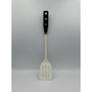 Vintage PEDRINI Italy Long Slotted Spatula Flipper Turner White w/ Black‎ Handle